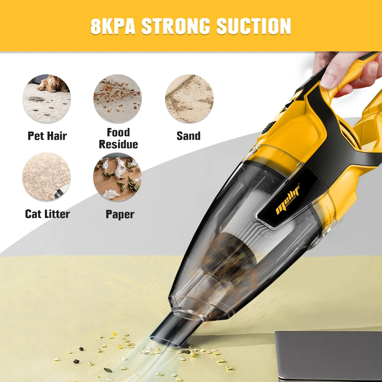 120W Cordless Handheld Vacuum Cleaner for DeWALT 20V 60V Max Battery (Battery NOT Included) Portable for Hard Floor Carpet Car Pet Hair Cleaning