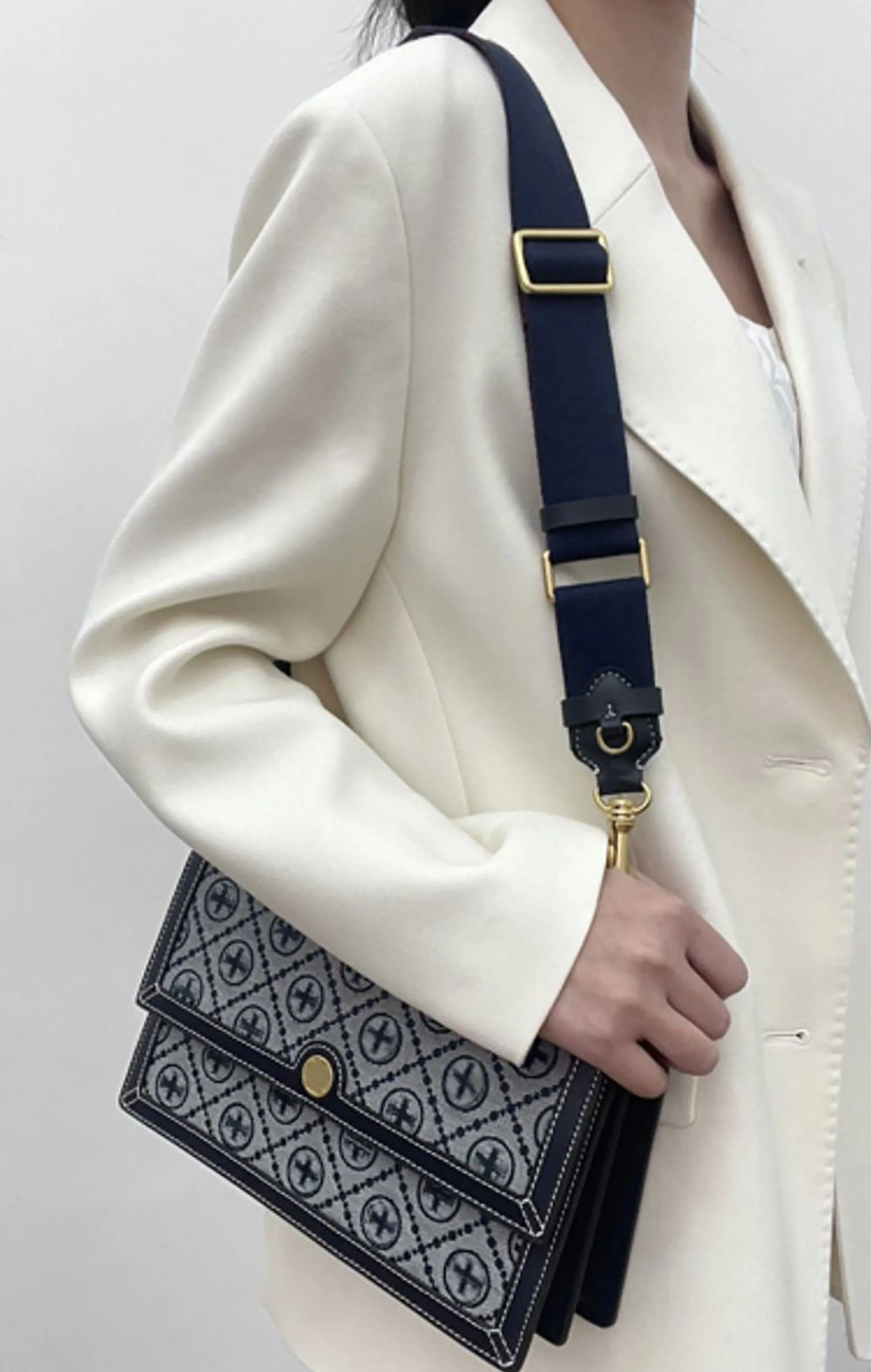 Bag strap with adjustable shoulder and crossbody, wide canvas strap for underarm