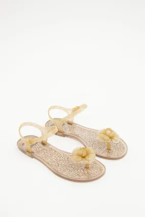 Beige & Gold Camellia Jelly Sandal