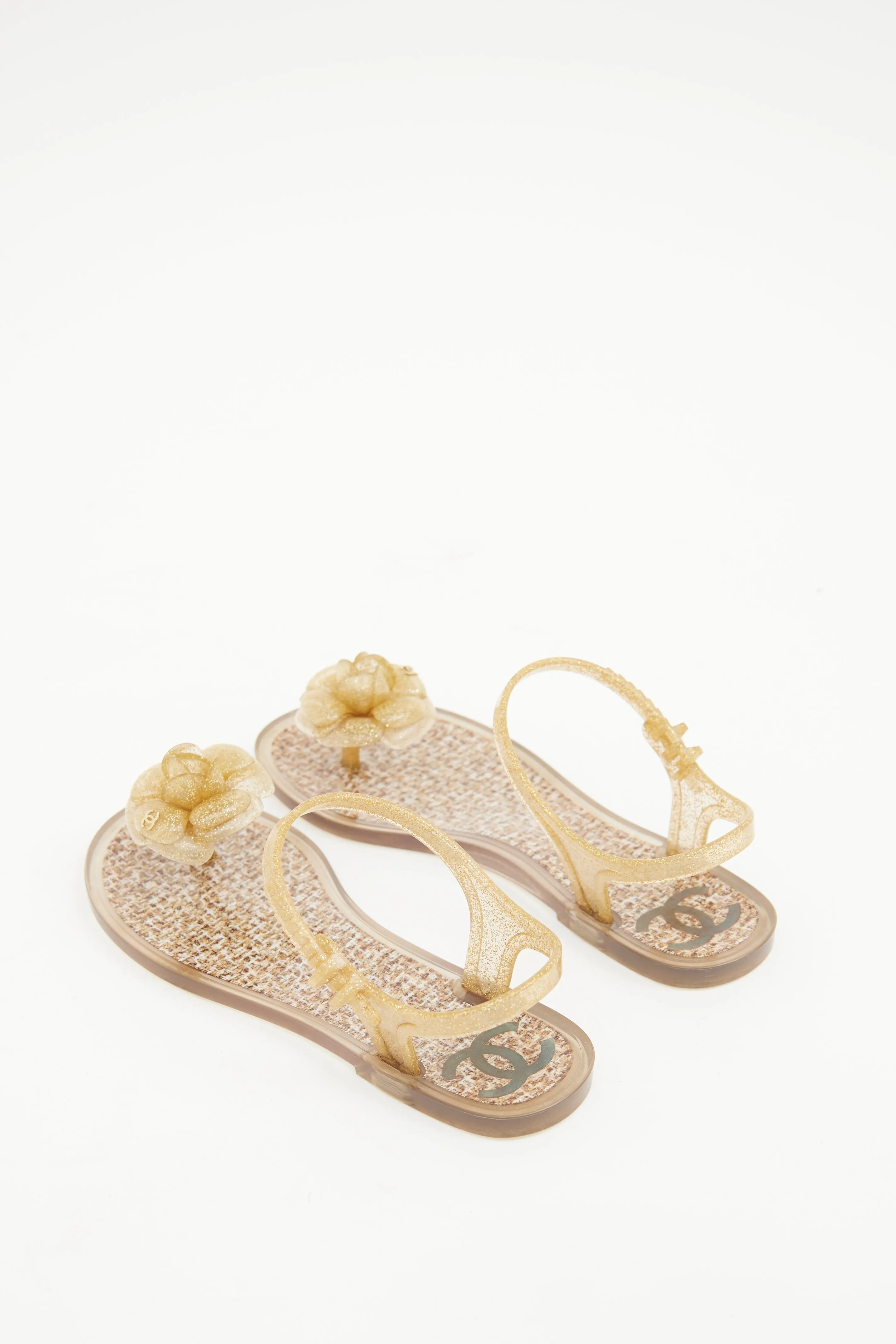Beige & Gold Camellia Jelly Sandal