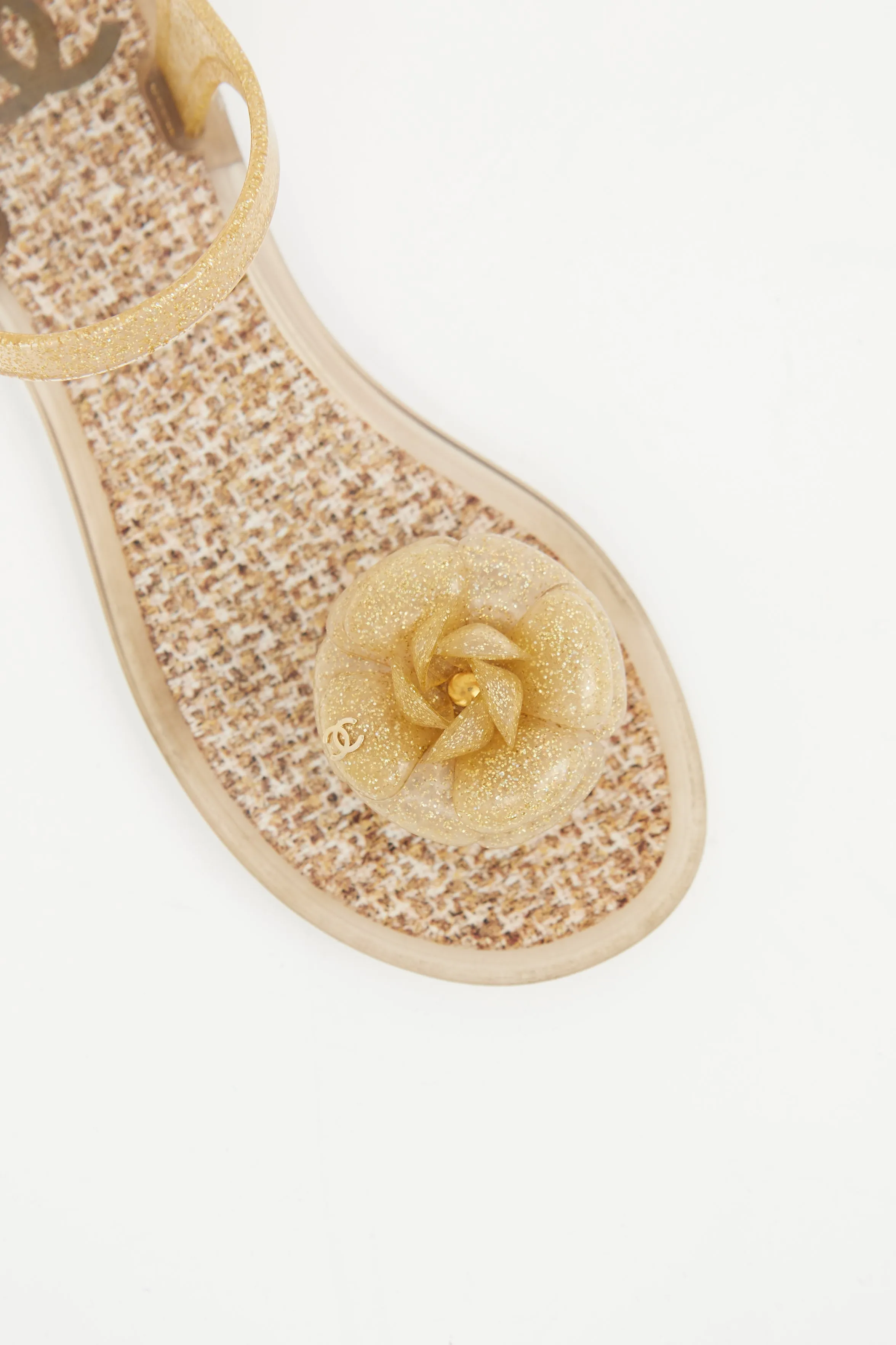 Beige & Gold Camellia Jelly Sandal