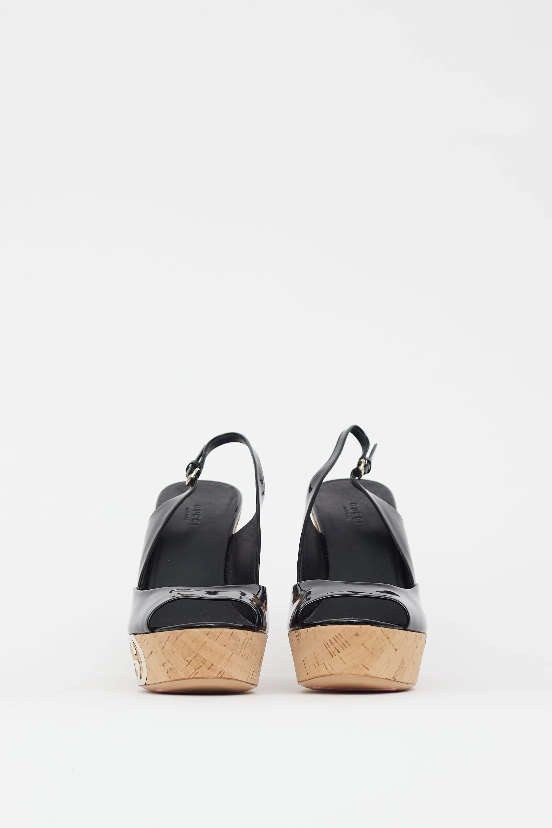Black & Beige Cork Patent Sandal