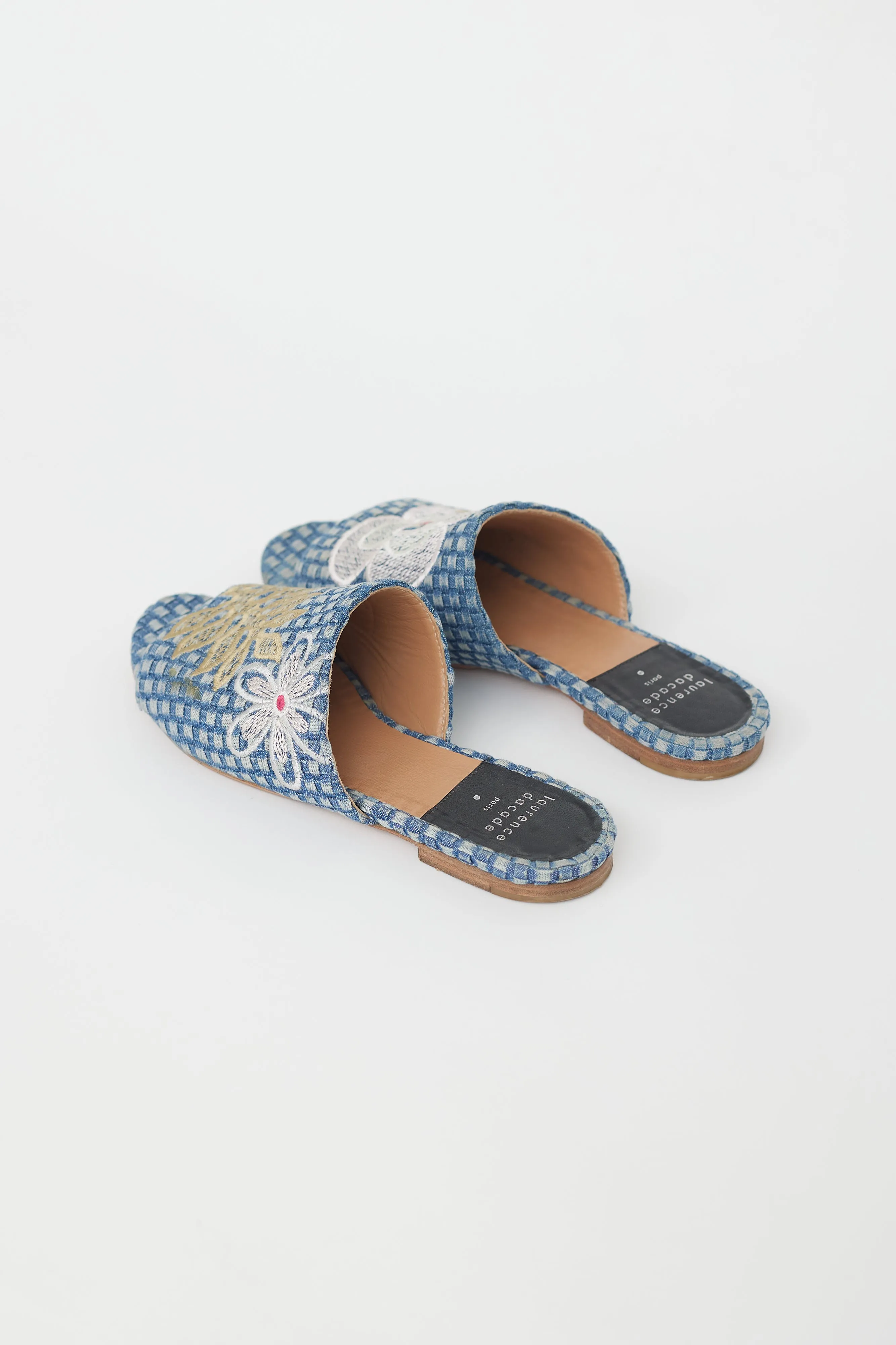 Blue & Multi Denim Embroidered Slide