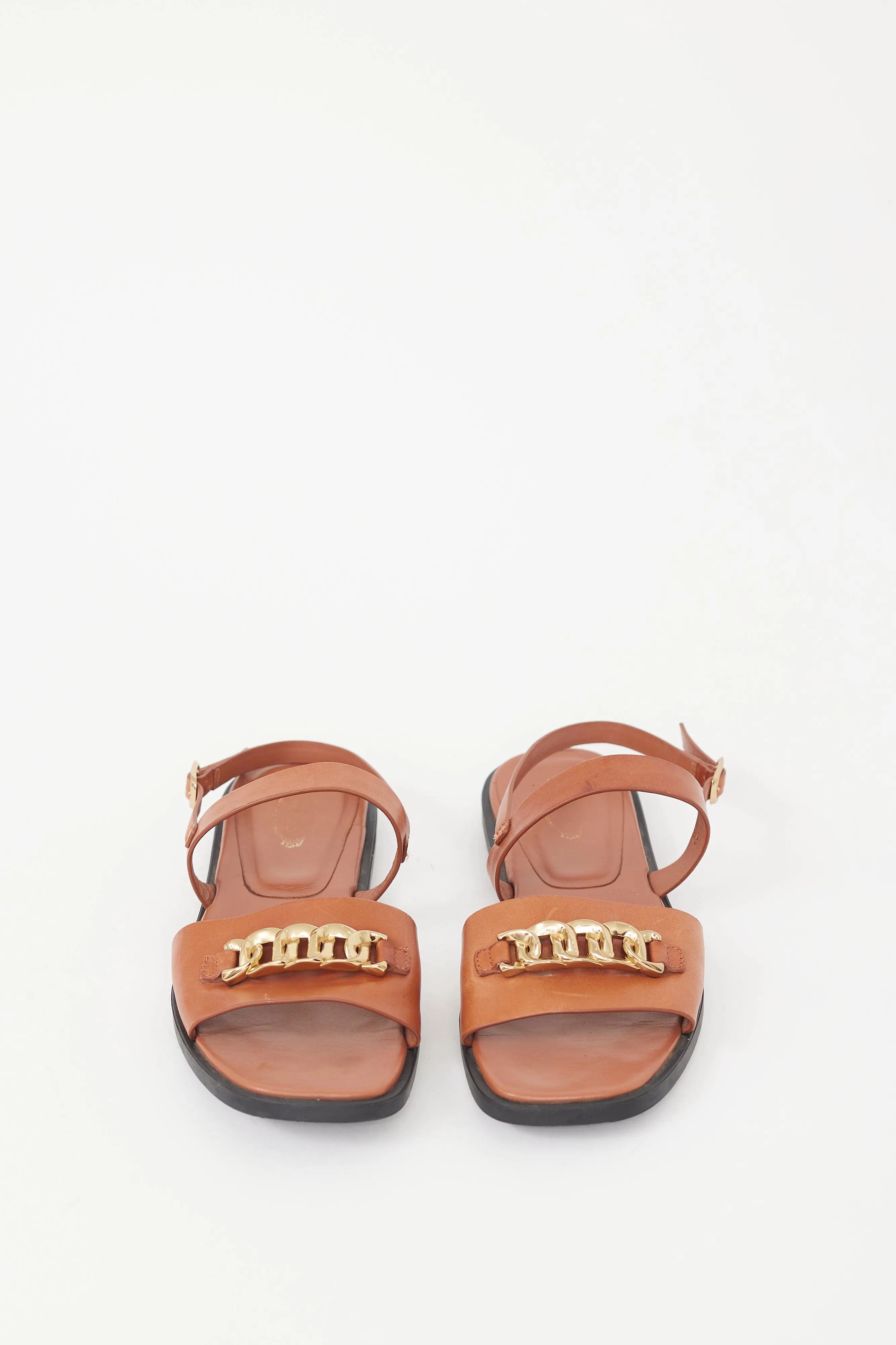 Brown Leather Chain Sandal