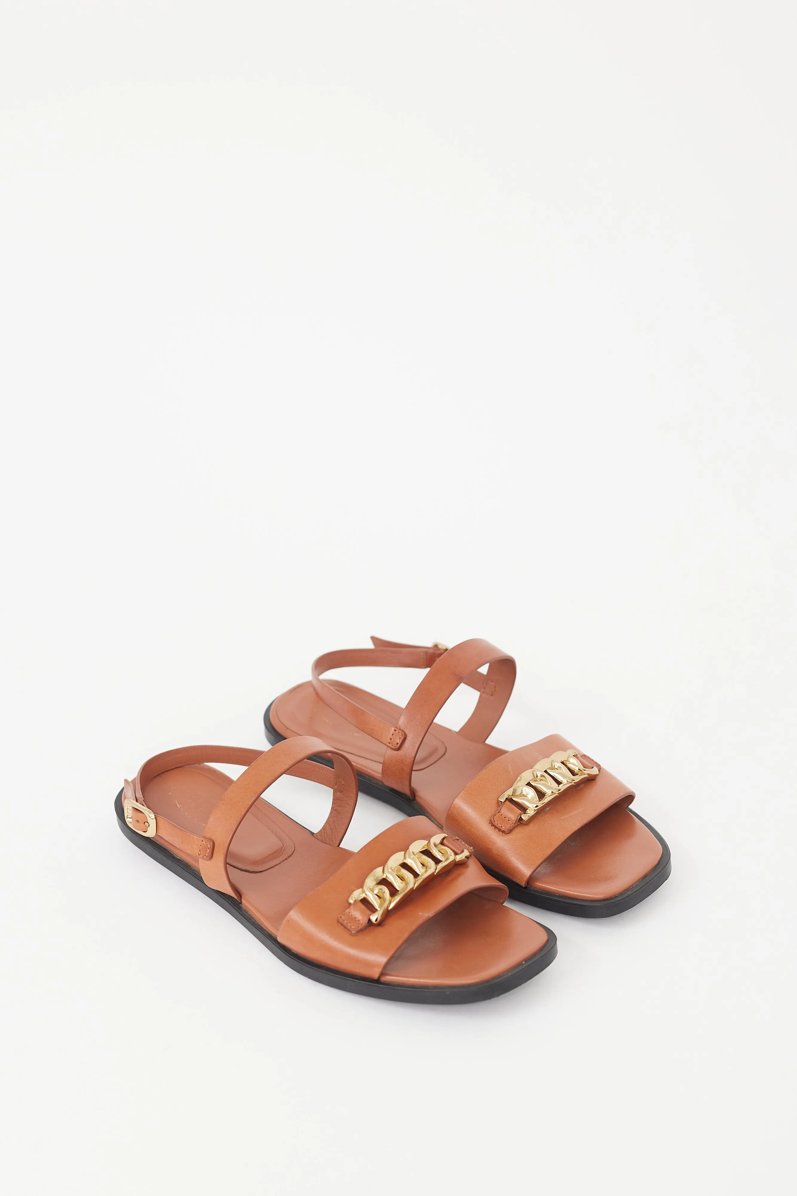 Brown Leather Chain Sandal