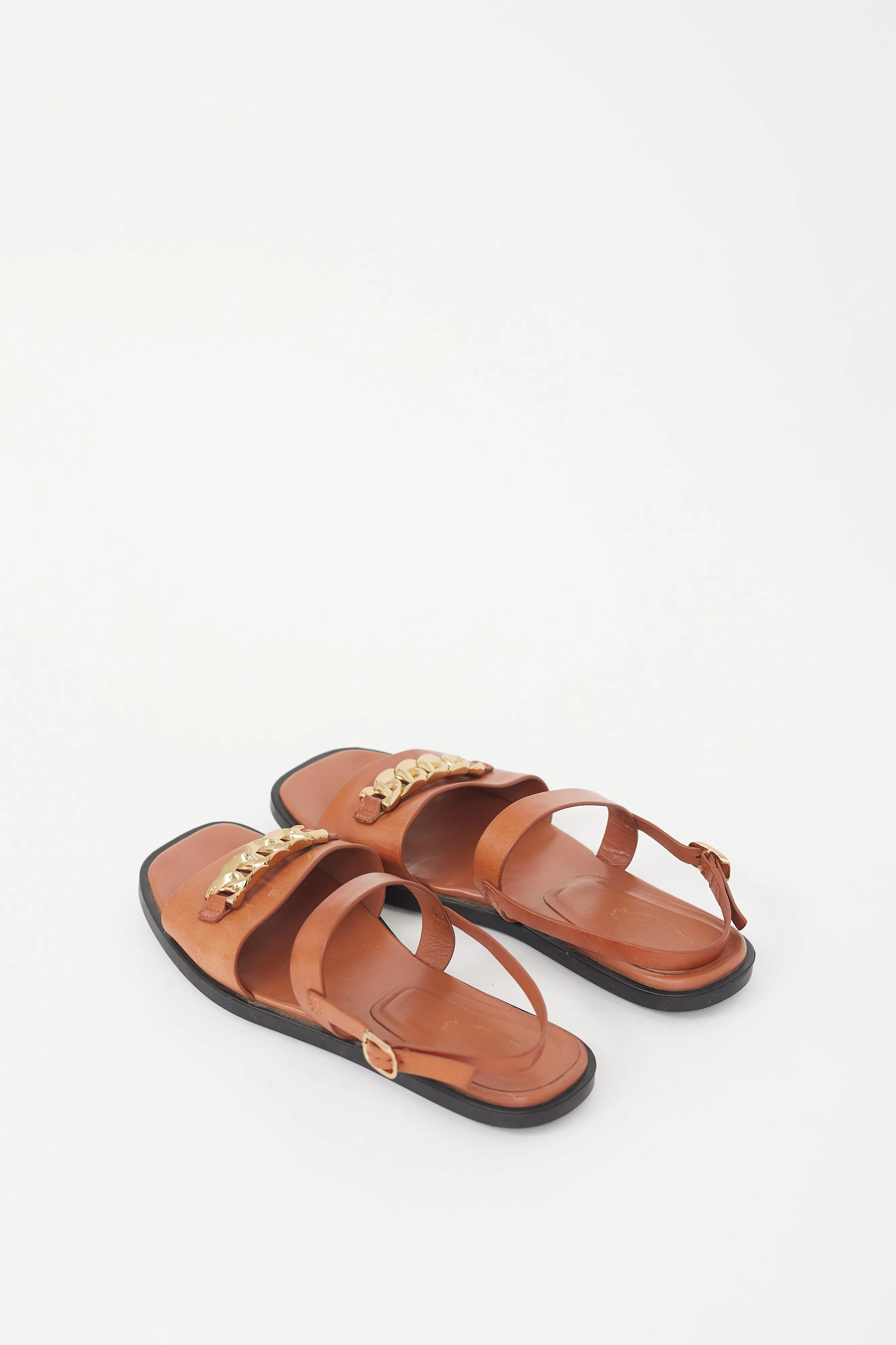 Brown Leather Chain Sandal