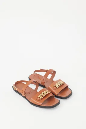 Brown Leather Chain Sandal