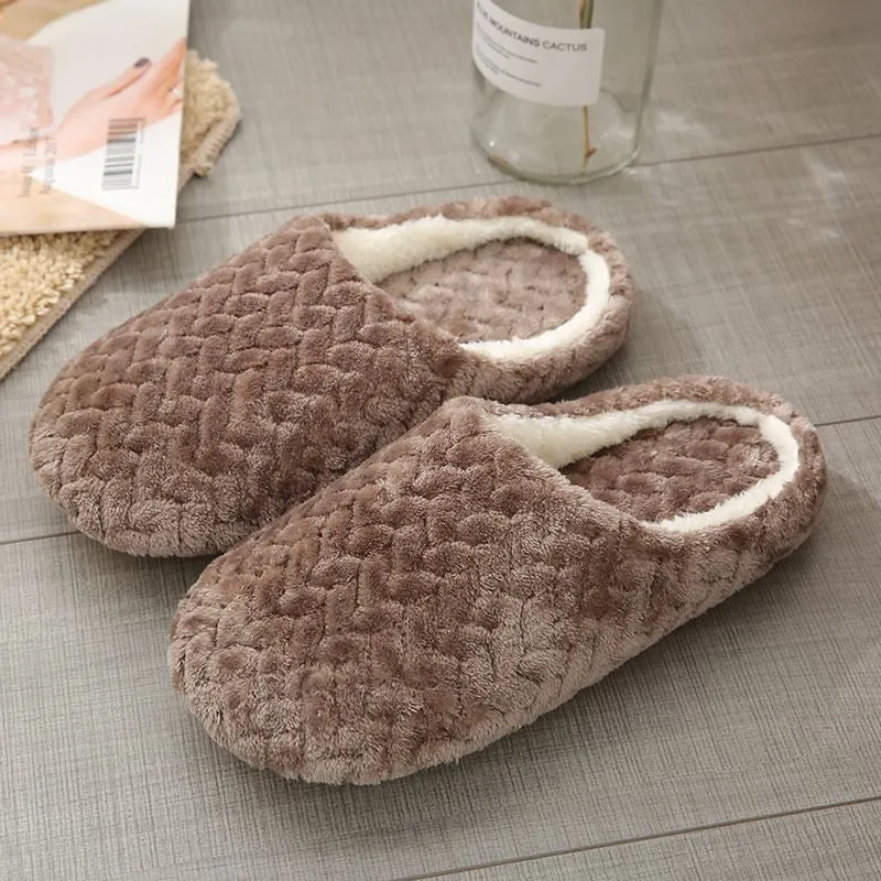 Cuzcare Men Anti-slip Warm Soft Winter Home Slippers