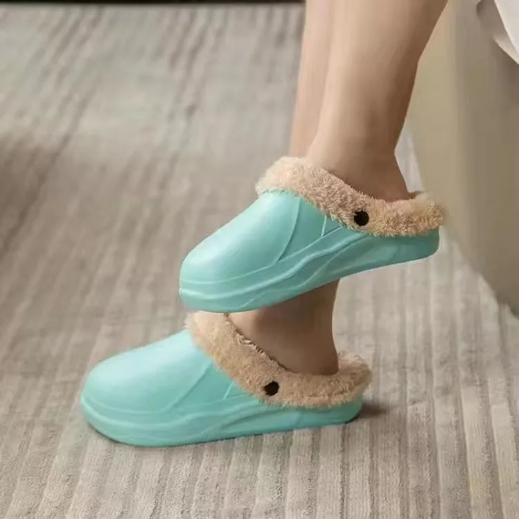 Cuzcare Women 2-in-1 Anti-slip Slippers Removable Fur Indoor Footwear