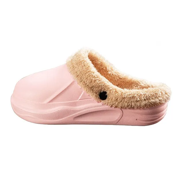 Cuzcare Women 2-in-1 Anti-slip Slippers Removable Fur Indoor Footwear