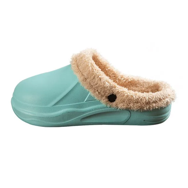 Cuzcare Women 2-in-1 Anti-slip Slippers Removable Fur Indoor Footwear