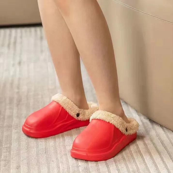 Cuzcare Women 2-in-1 Anti-slip Slippers Removable Fur Indoor Footwear