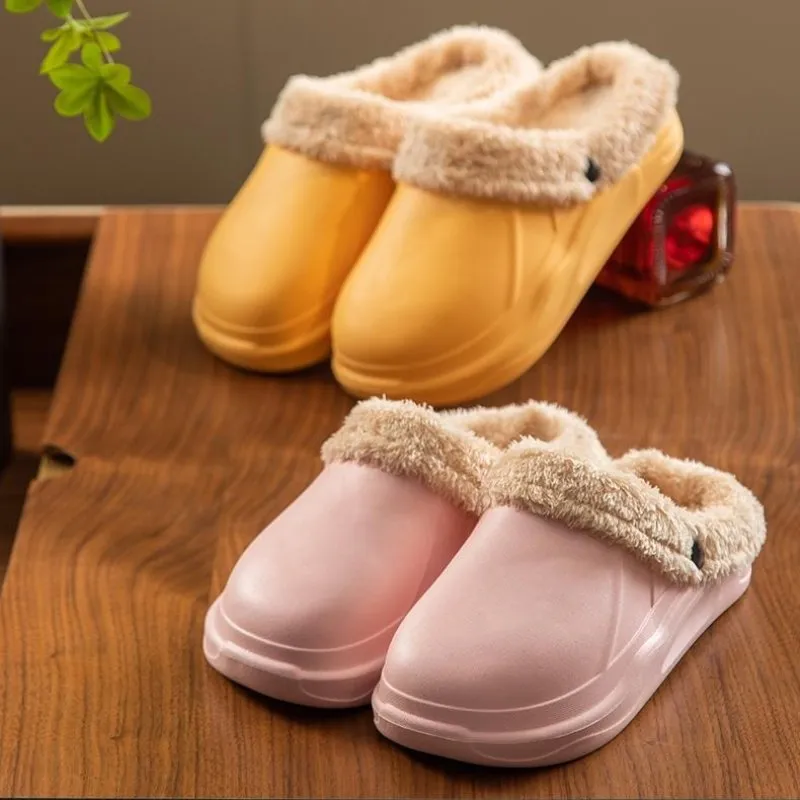 Cuzcare Women 2-in-1 Anti-slip Slippers Removable Fur Indoor Footwear