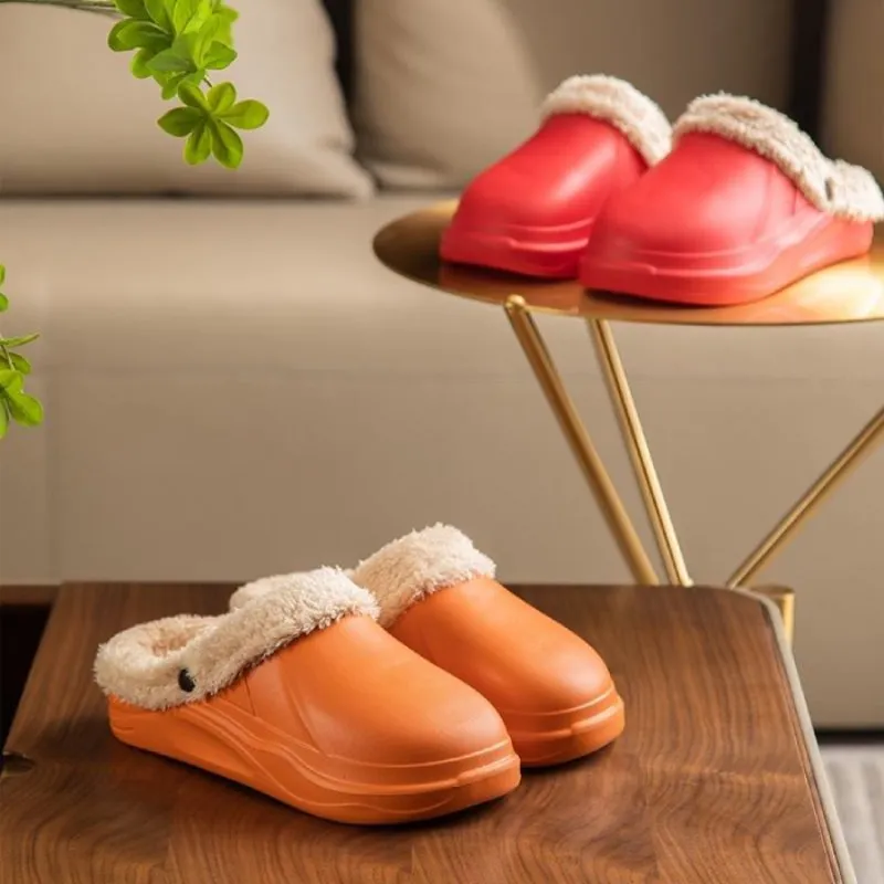 Cuzcare Women 2-in-1 Anti-slip Slippers Removable Fur Indoor Footwear
