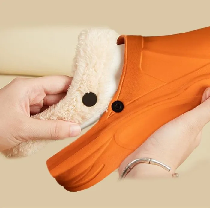 Cuzcare Women 2-in-1 Anti-slip Slippers Removable Fur Indoor Footwear