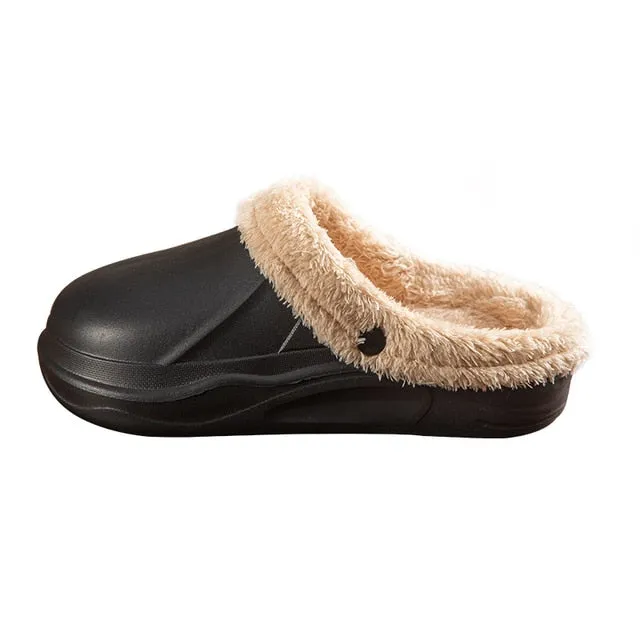 Cuzcare Women 2-in-1 Anti-slip Slippers Removable Fur Indoor Footwear