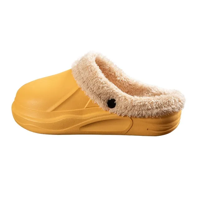 Cuzcare Women 2-in-1 Anti-slip Slippers Removable Fur Indoor Footwear