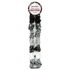 Expressions 7PC Grosgrain Bow Clip Collection - Assorted Black & White Styles - Item #EX1459/7BW