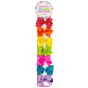 Expressions 7PC Grosgrain Bow Clip Collection - Bright Colors - Item #EX1376/7B