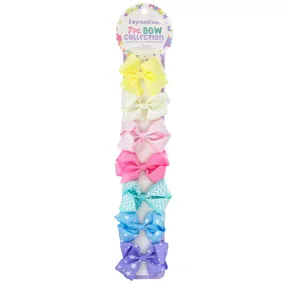 Expressions 7PC Grosgrain Bow Clip Collection - Pastel Colors - Item #EX1376/7P