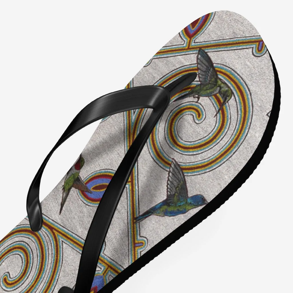 Feathered Garden Flip Flops
