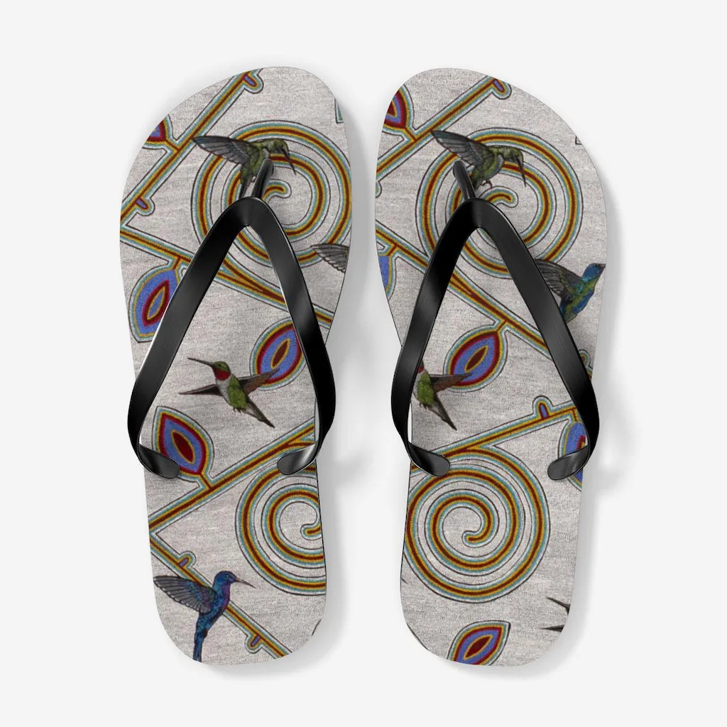 Feathered Garden Flip Flops