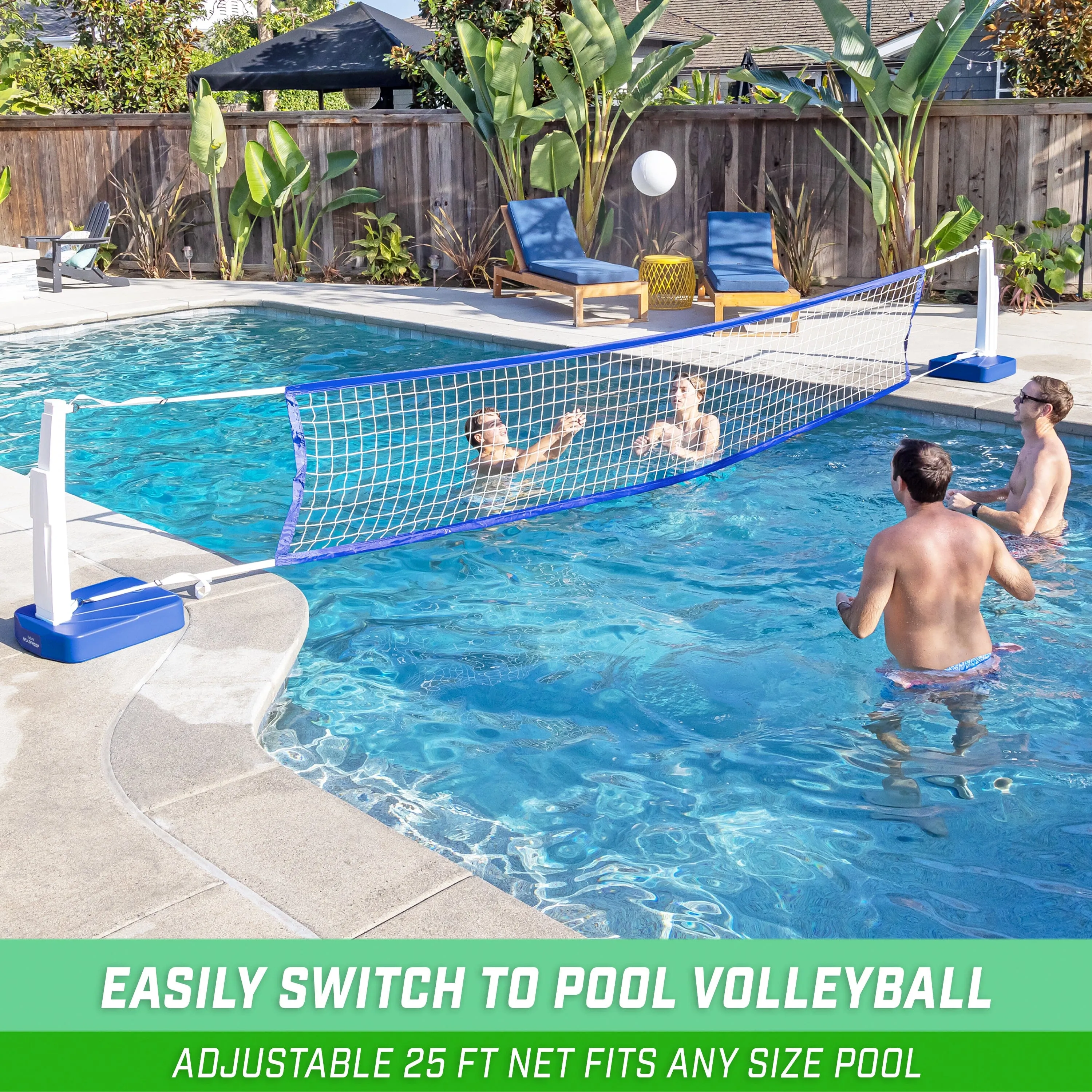 GoSports Splash Hoop 2-in-1 Pool Basketball Hoop & Volleyball Net Game Set