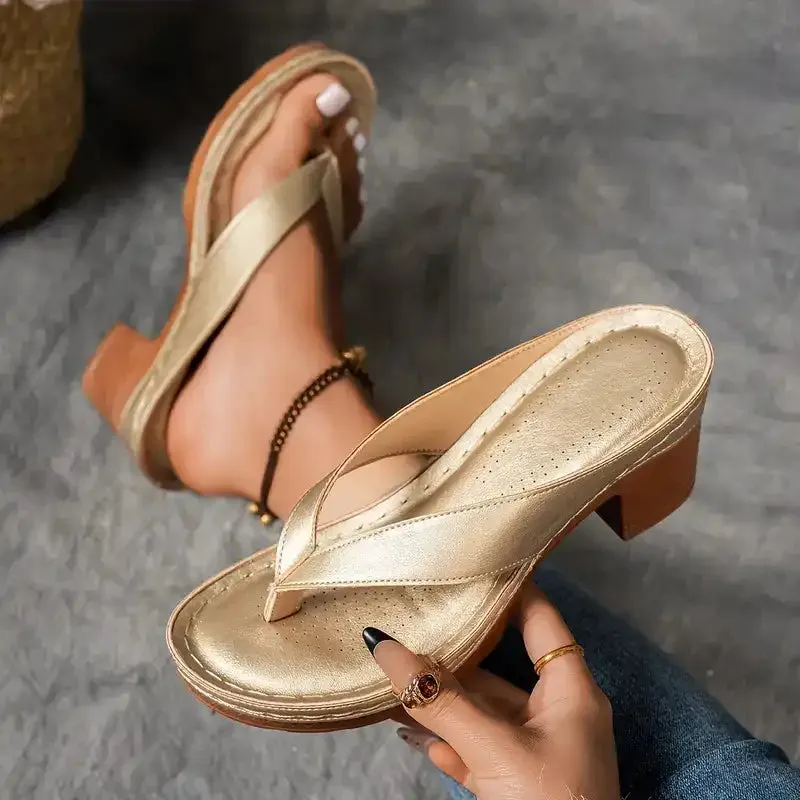 💕Limited Sale 49% OFF💕Women’s Summer Chunky Heel Flip Flops