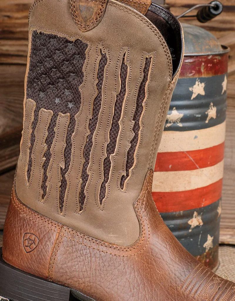 Mens My Country Brown Venttek Flag Western Boots 10044564