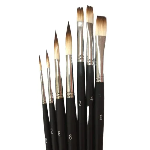 Oytra Flat Round 7 Piece Combo Paint Brushes Set
