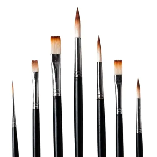 Oytra Flat Round 7 Piece Combo Paint Brushes Set