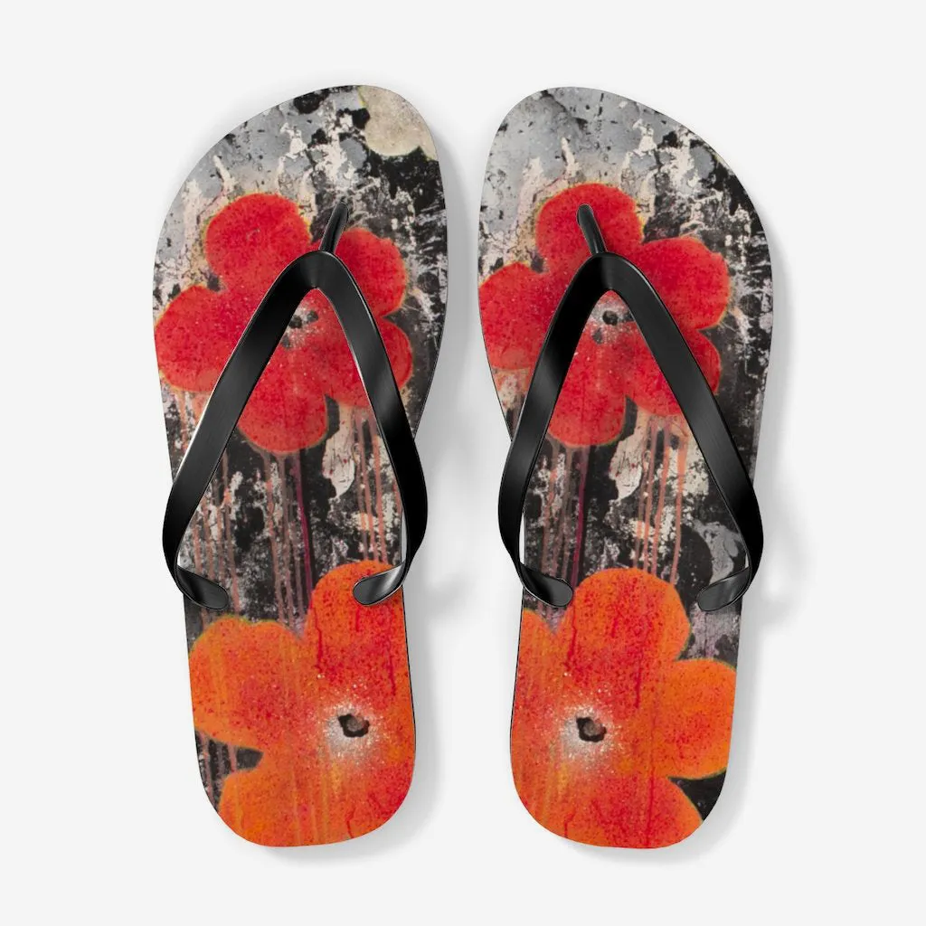 Pantone Poppies Flip Flops
