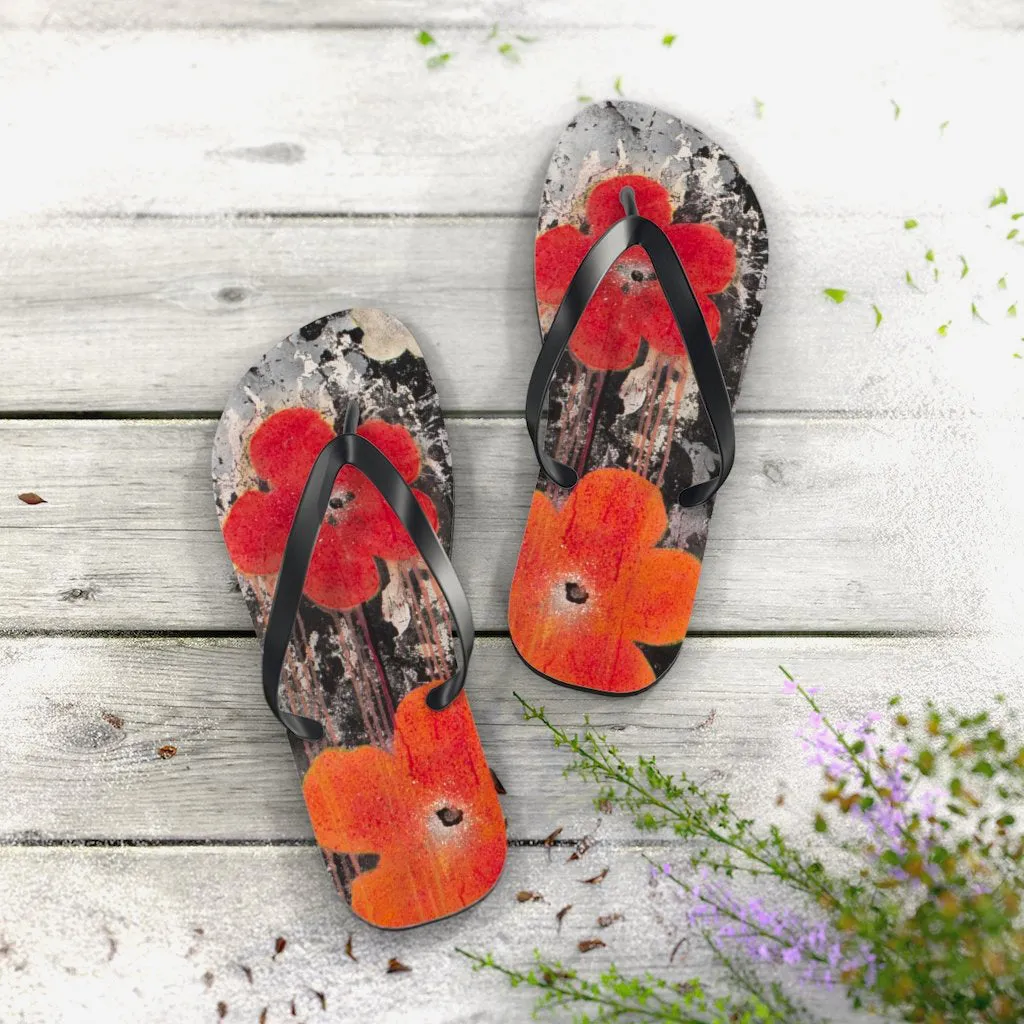 Pantone Poppies Flip Flops