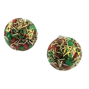 Red, Green and Gold Confetti Earrings