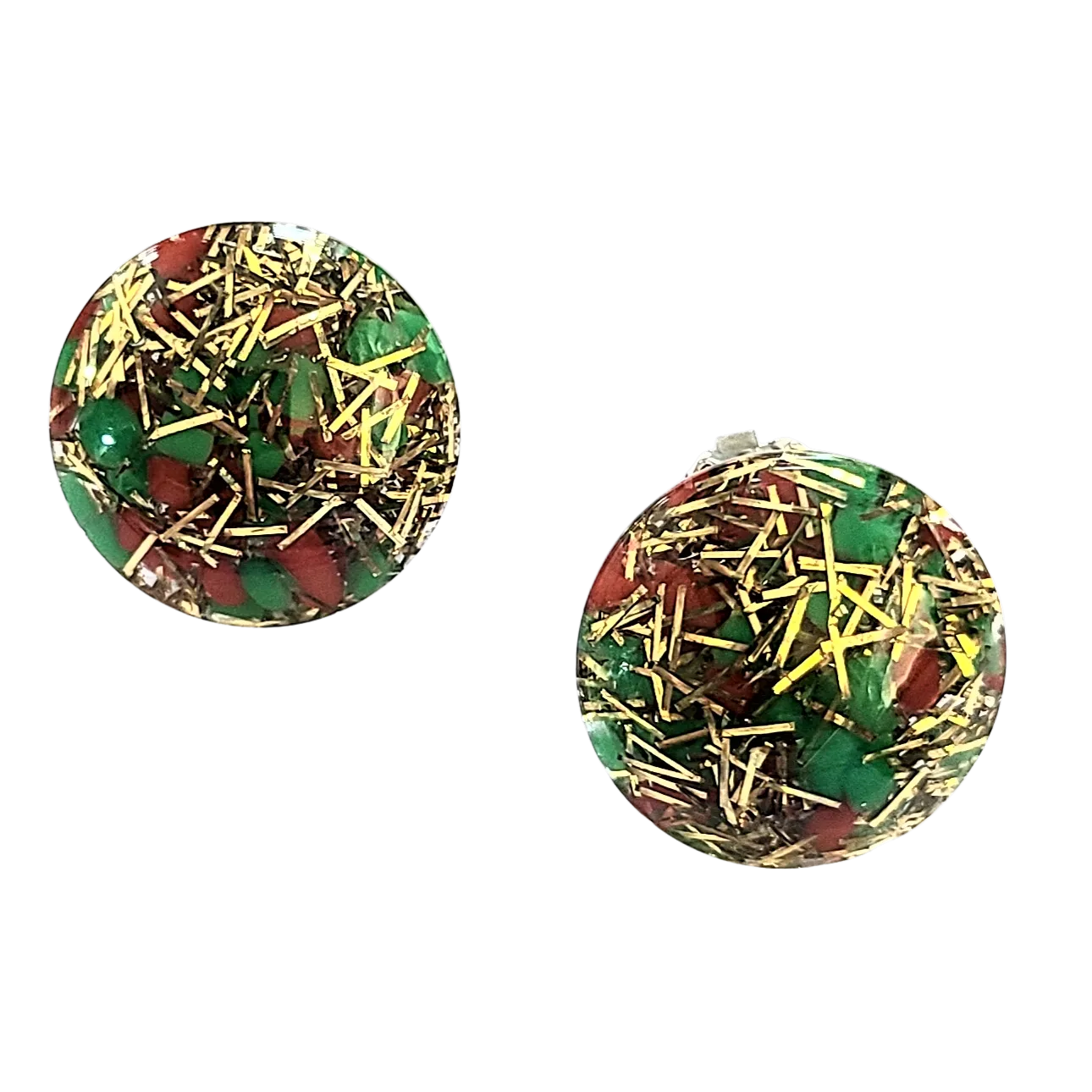 Red, Green and Gold Confetti Earrings