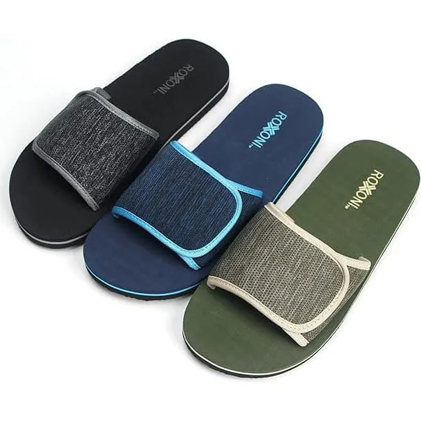 Roxoni Boys and Men's Open Toe Slipper Sandals for Indoor/Outdoor Fashion Father and Son Matching Slippers