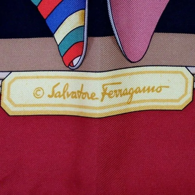 Salvatore Ferragamo Multi Color Shoe Print Scarf