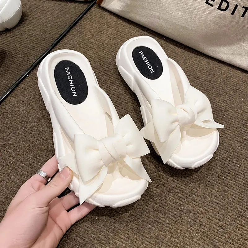 Summer Bowknot Beach Non Slip Wedge Slippers