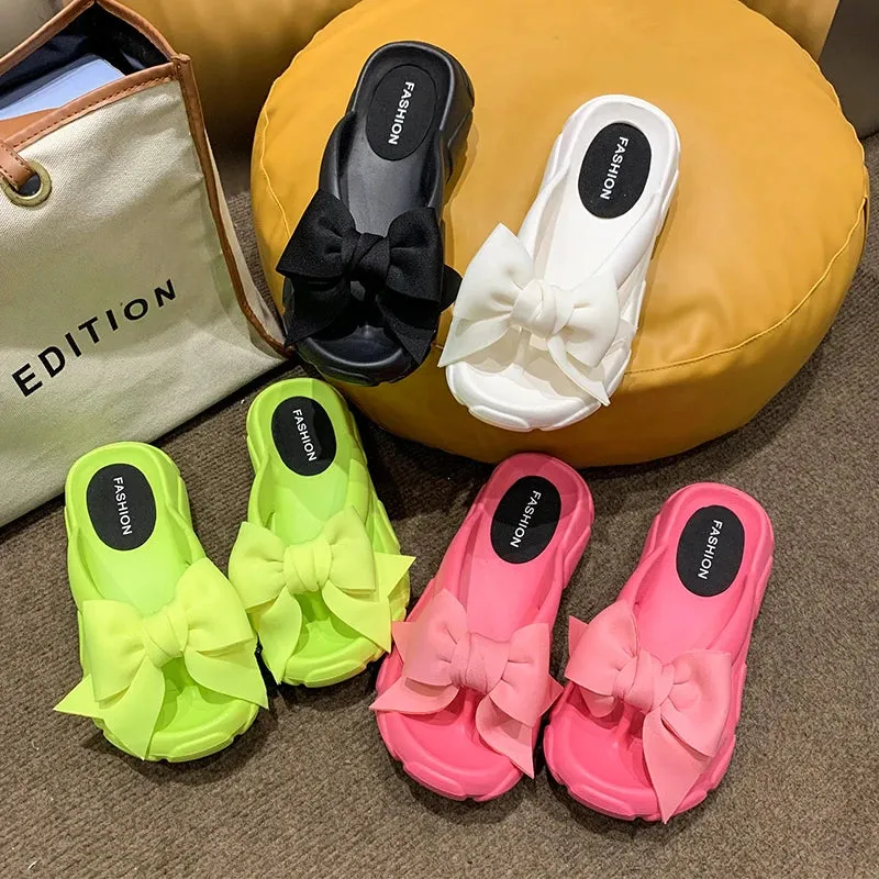 Summer Bowknot Beach Non Slip Wedge Slippers