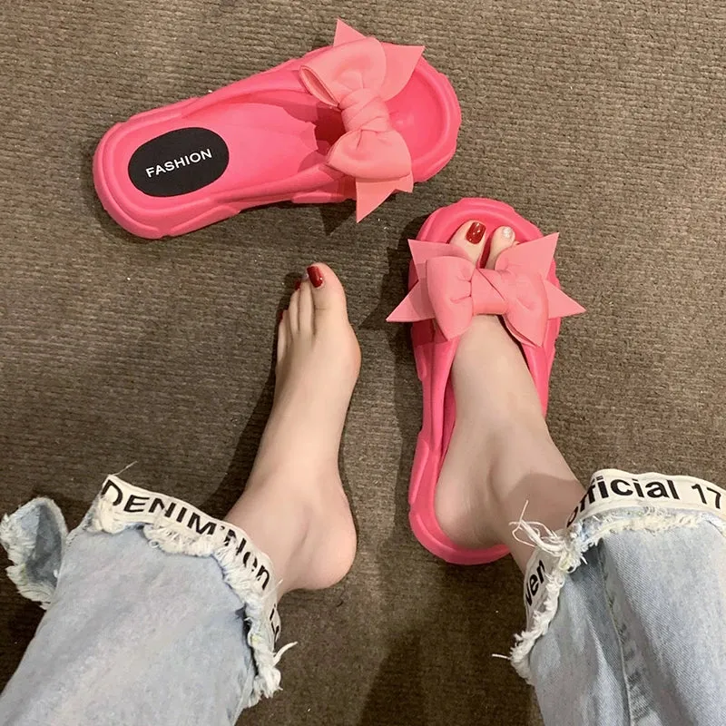 Summer Bowknot Beach Non Slip Wedge Slippers