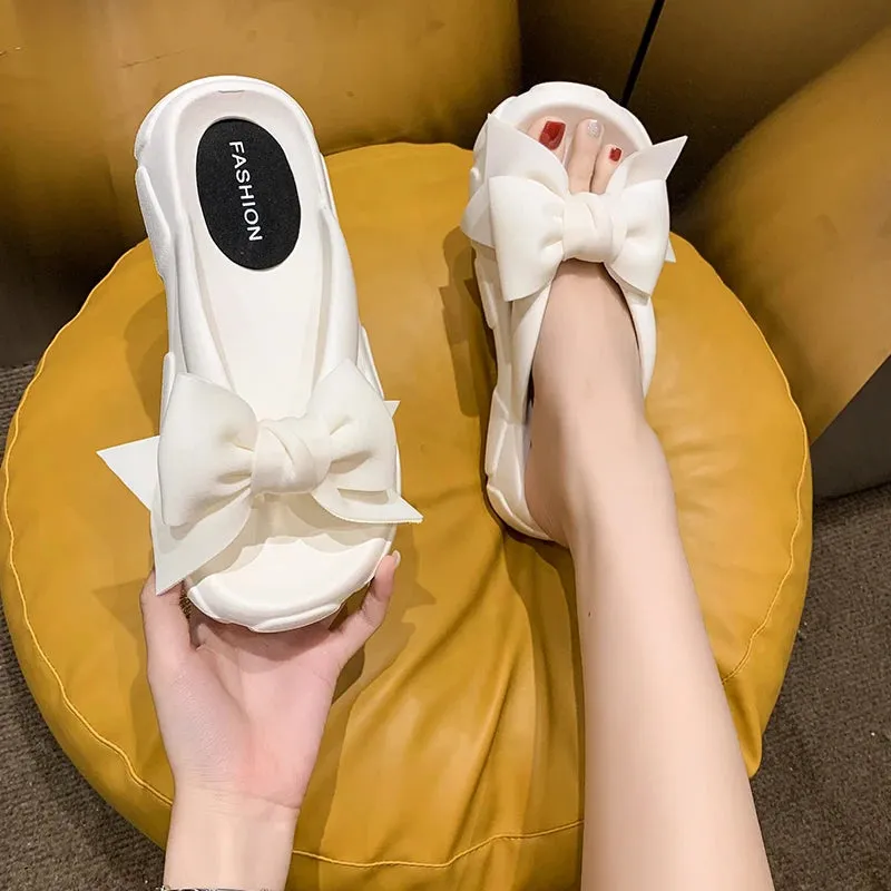 Summer Bowknot Beach Non Slip Wedge Slippers