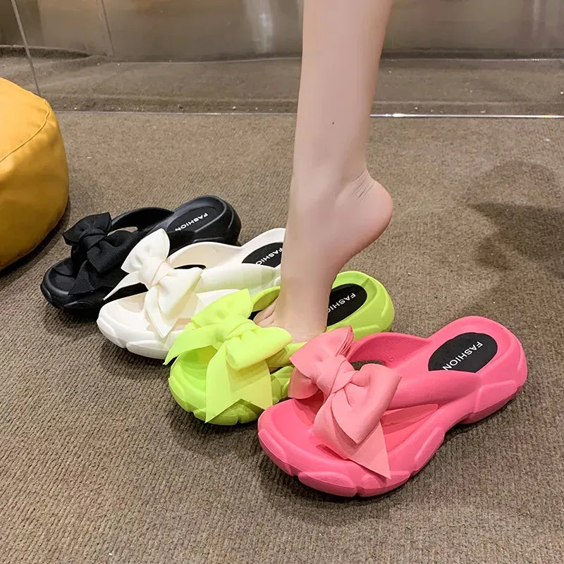 Summer Bowknot Beach Non Slip Wedge Slippers