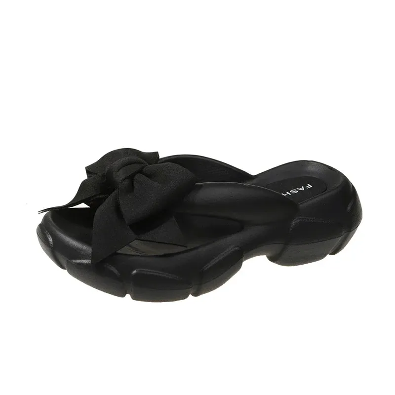 Summer Bowknot Beach Non Slip Wedge Slippers