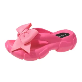 Summer Bowknot Beach Non Slip Wedge Slippers