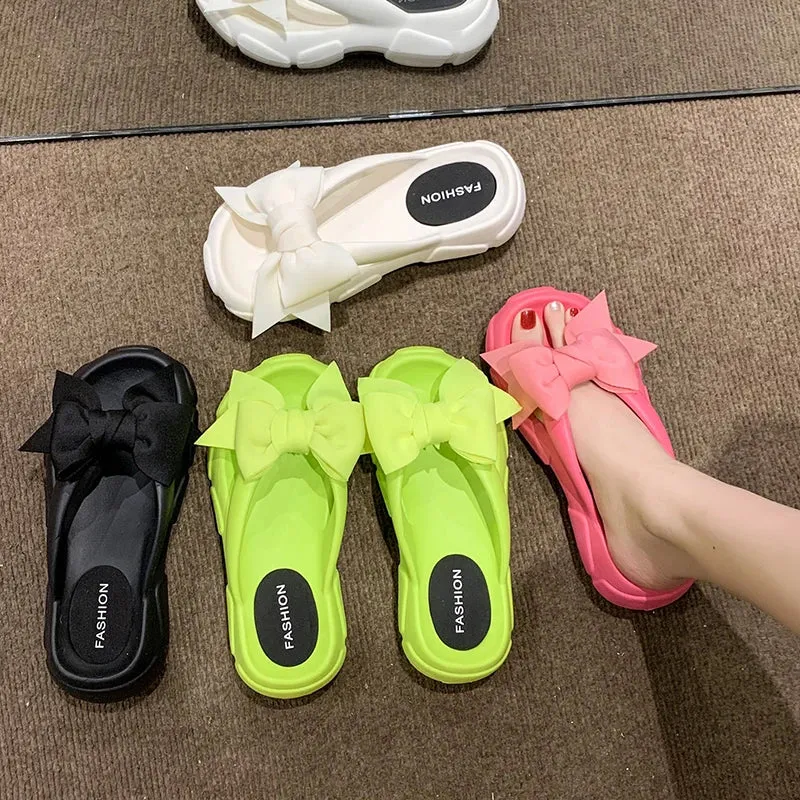 Summer Bowknot Beach Non Slip Wedge Slippers