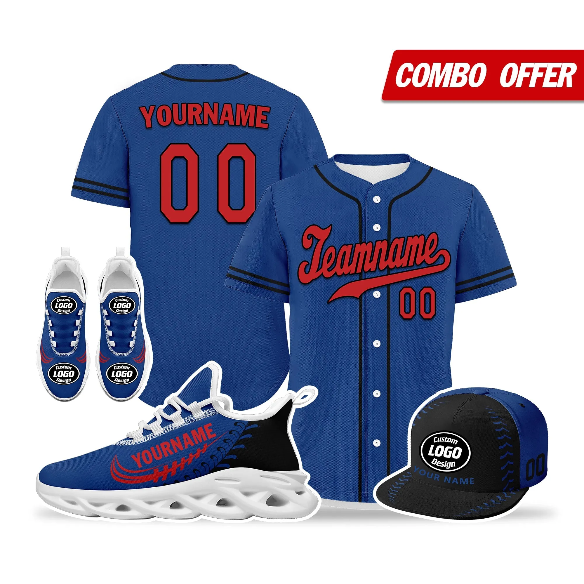 Unique Gift,Custom Blue Jersey MaxSoul Shoes and Hat Combo Offer Personalized ZH-bd0b00e0-a0