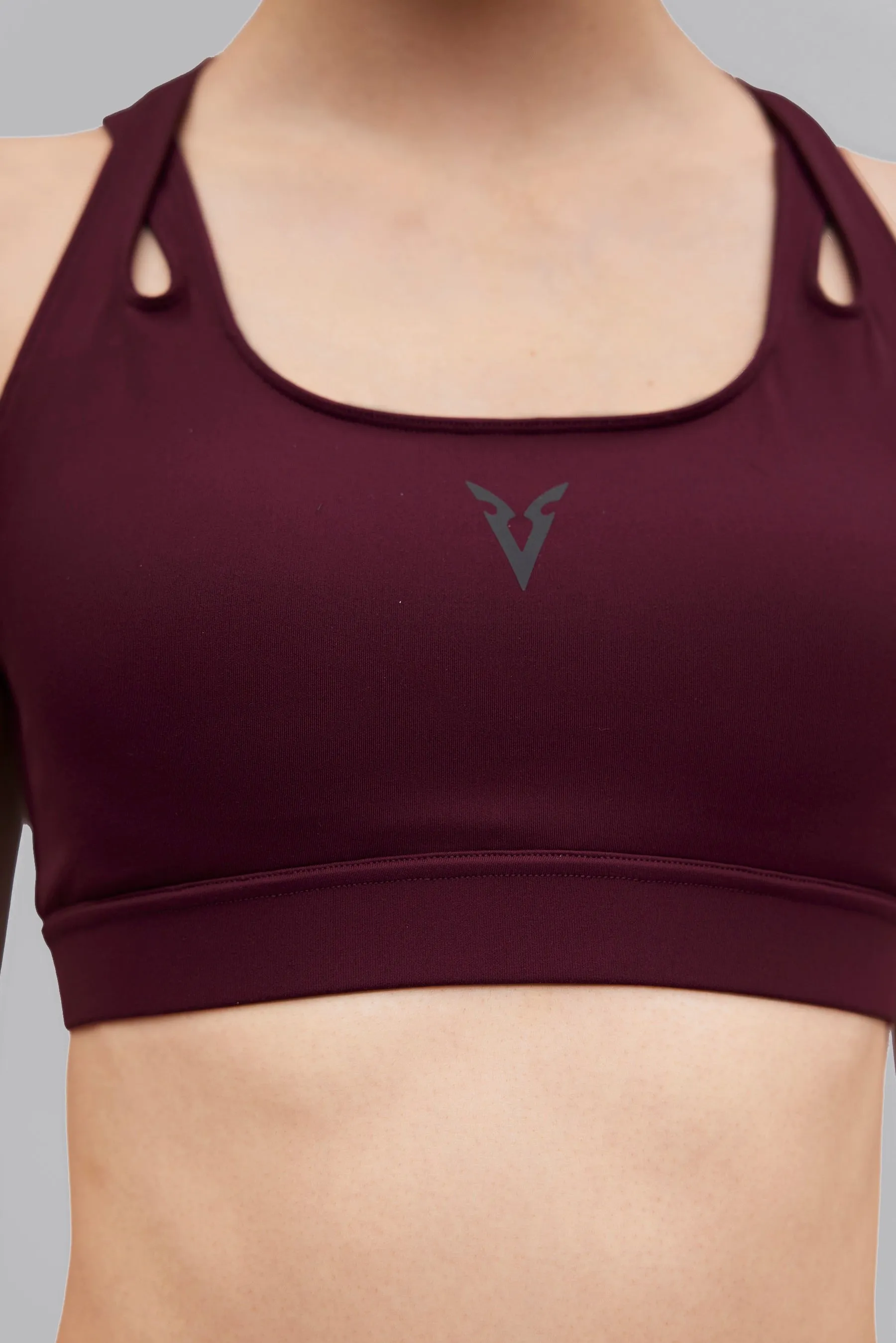 V_SCULPT® CUT OUT SPORTS BRA - Burgundy