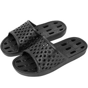 WOTTE Shower Sandals Women Quick Drying Bath Slippers Non Slip Dorm Shoes Size 5.5 Black