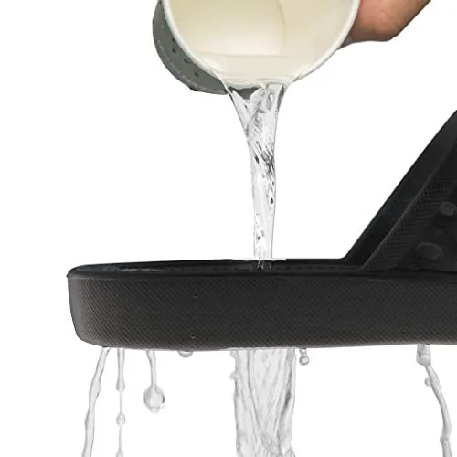 WOTTE Shower Sandals Women Quick Drying Bath Slippers Non Slip Dorm Shoes Size 5.5 Black