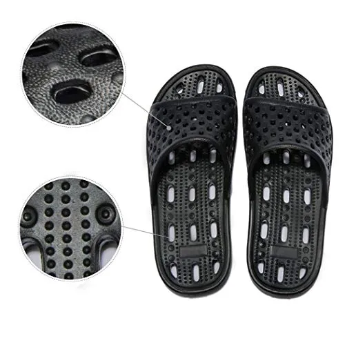 WOTTE Shower Sandals Women Quick Drying Bath Slippers Non Slip Dorm Shoes Size 5.5 Black